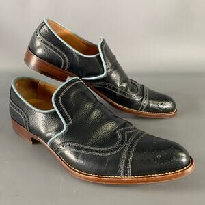 MIU MIU Size 9 Navy Light Blue Leather Spectator Loafers